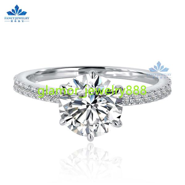 Fancy Wholesale VVS1 2CT D VVS2 925 Sterling Silber D Farbe rund Moissanit Diamant Vintage Hochzeitsverlobungsringe für Frauen