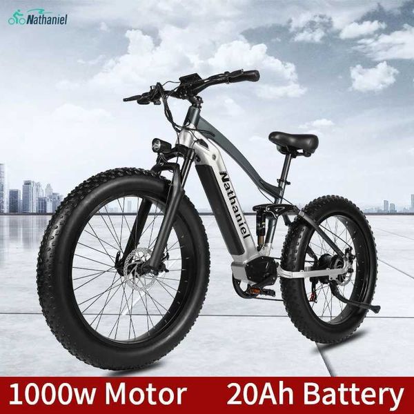 Biclette Nathaniel 26 pollici biciclette elettriche 48v 1000w Montagna Electric Bicycle 4.0 Bicycle Snow Bicycle Mens Electric Bicycle per esterno per adulti Q240523