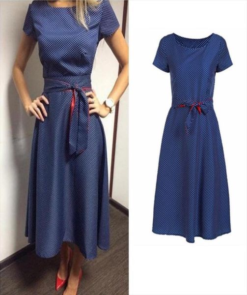 Vestidos longos elegantes Polca de vestidos lindos vestidos de verão azul túnicos clássicos roupas vintage robe lonque femme vestidos7097624