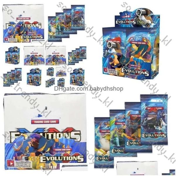 Jogos de cartas 324 PCs Poke Cards TCG XY Evolutions Booster Box Box 36 Packs Game Kids Collection Toys Gift Paper Drop Delivery Gifts 660