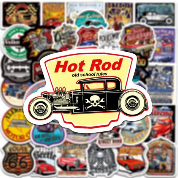 10/30/50/100pcs Hot Rod Retro Vintage Car Sticker Diy Diary ноутбук багажный скейтборд