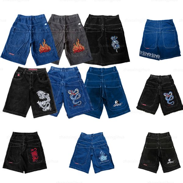 Jeans larghi maschi jnco pantaloncini y2k hip hop tasca salotta in palestra di jeans da uomo femmina estate nuovo harajuku uomini gotici basket shorts shorts