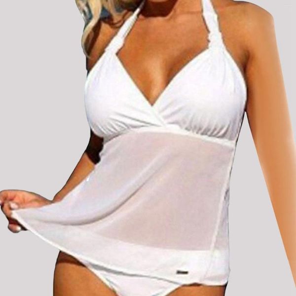 Swimwear da donna 2024 costumi da bagno femminile mesh sexy raccogli top da bagno con cavi con cortometraggi due pezzi