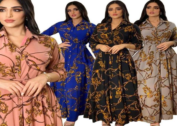 Plus size gedruckte Blusenhemd Kleider Malaysia Truthahn Muslim Damen Büro tragen lange traditionelle Kleider8240865