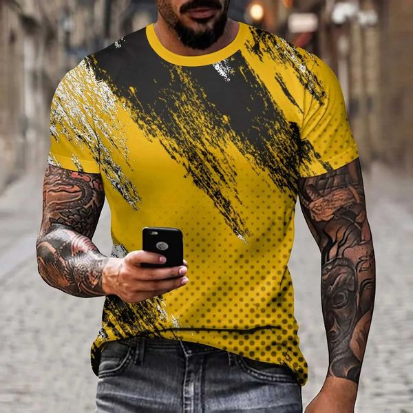 T-shirt maschile da uomo Summer Twill Patchwork T-shirt stampato digitale Maglietta a maniche corta casual e divertimento Top a collo casual o-collo casual j240523