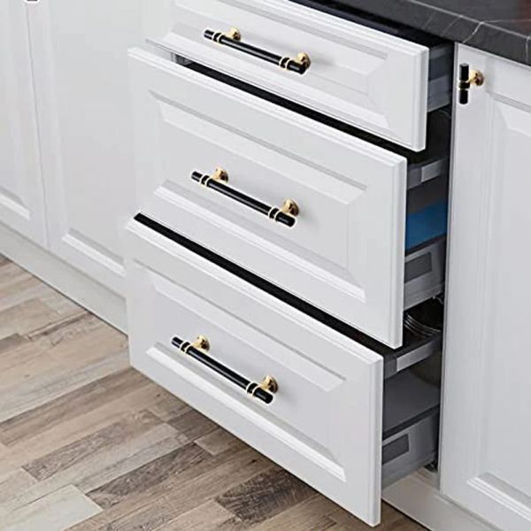 Цинковые сплавы ручки для шкафов и ящиков Современная черная золотая кухонная шкаф