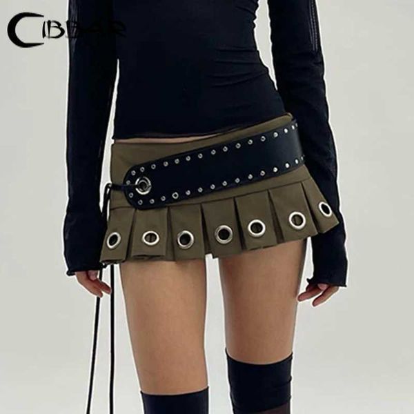 Юбки Cibbar Punk Style Низкий рост мини -лыжный ремень горячий сексуальный Sexy Sky Ski Womens Womens Harajuku Club Clothing Set Y2K S2452408