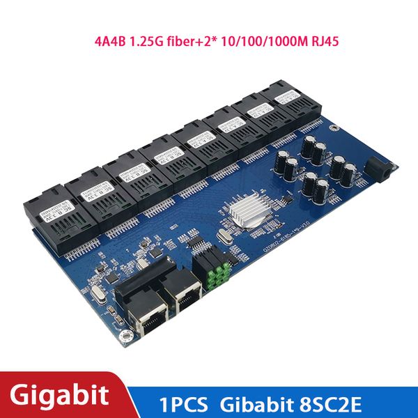 Gigabit Switch Ethernet 8F2E Glasfaser -Medienkonverter 8 Port 1.25G SC 2 RJ45 10/100/1000M 8 SC PCBA -Board