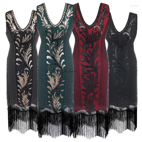 Lässige Kleider Damen 1920er Jahre Flapper gegen Neck Art Deco Franse Fransen 20s Kostüme Sexy Party Nacht Club Kleid 2024 Sex