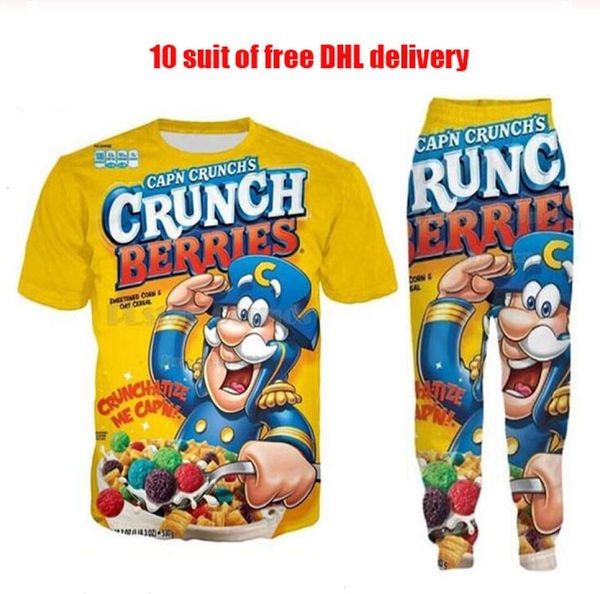 Nuovo Fashion Womenmens Food Crunch Berri Funny 3D Tshirt Jogger Pants Casusal Tracce Set DF31748843