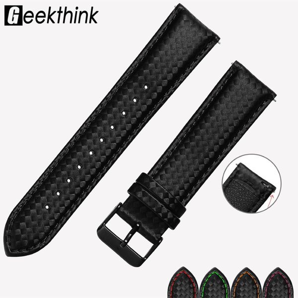 20 мм 22 -мм быстрое выпуск Black Carbon Fiber Leather Watch Band для Gear S3 S2 Classic Land ЗАМЕНА ЗАМЕНА 324U