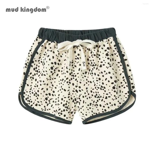 Shorts Littlespring Girls con tiro a core di coda su punti leopardo stampare elastici in vita elastico per bambini abiti estivi pantaloni corti