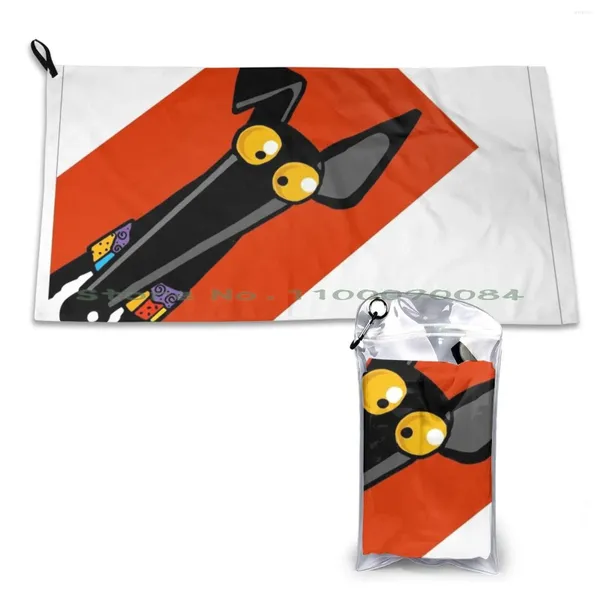 Handtuch Windhundohren: Big Red Quick Dry Sports Sportbad tragbares Semaphor Lurcher Whippet Hunde Cartoon