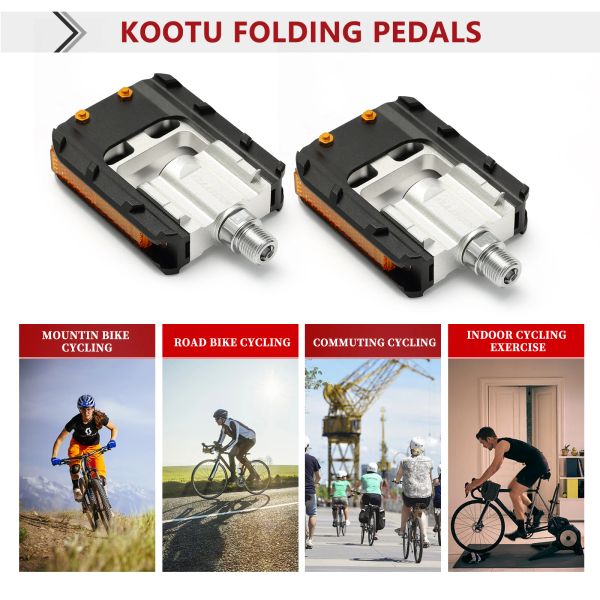 Kootu Fahrrad faltbare Pedale Anti-Skid-Universal Aluminium-Pedale 9/16 Faltbares Pedal für Mountainbike Klapprad Fahrradfahrrad