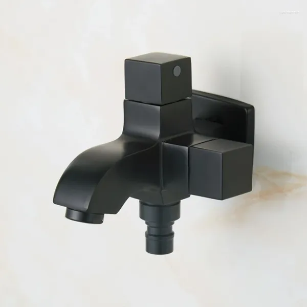 Смесители раковины для ванной комнаты черный / золотой серебряный медный водопровод с двойным использованием двойной швабрый бассейн Смеситель двойной переключатель bibcock