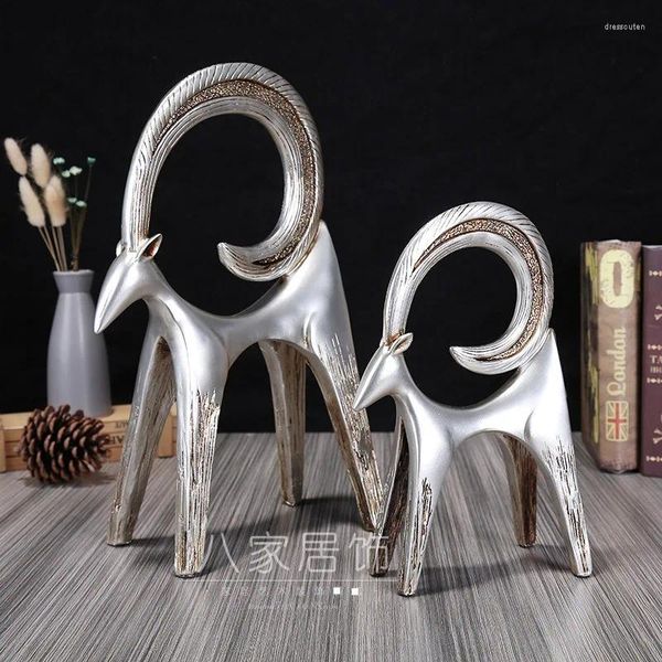 Estatuetas decorativas europeias abstrato casal simples casal de ovelha ornamentos retro decorações de casa presentes de mesa por atacado