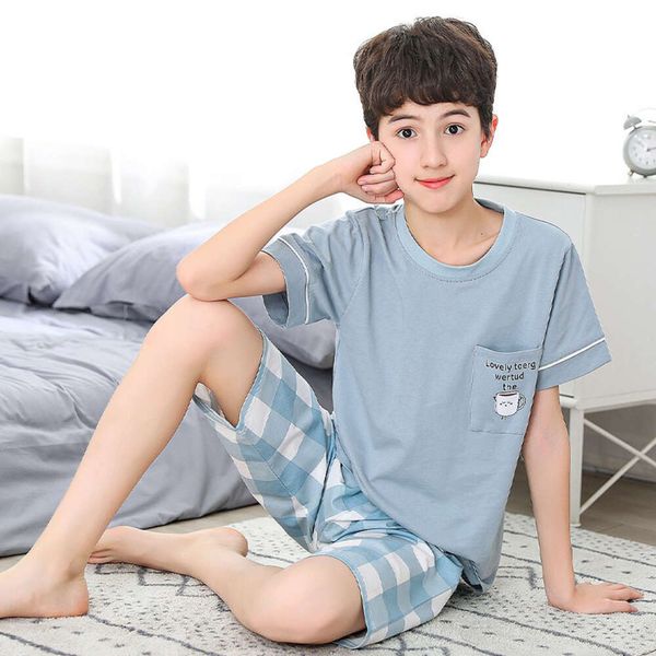 2024 Bambini della primavera estate Pama set di abbigliamento da sonno a colori solidi per bambini 1-16 anni Teen Pijamas Boys Girls Loungewear Bambini per bambini L2405