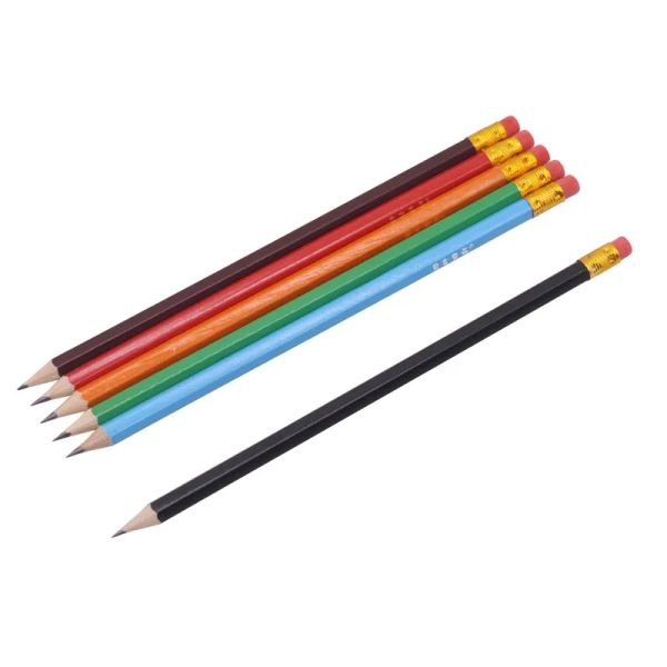 6 PCs HB Lápis de madeira 190*8mm Pólo de caneta colorida crianças estudantes pintando esboço Escreva Student Stationery por atacado