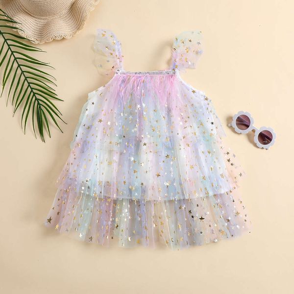 0-6y Princess Kids Girls Summer T Roomts 2 цвета оборки сетка сетки с меша