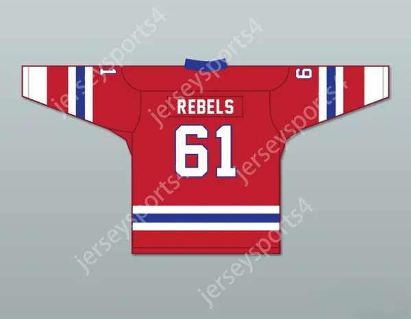 Custom Roanoke Valley Rebels 61 Red Tie Down Hockey Jersey Top Sgened S-M-L-XL-XXL-3XL-4XL-5XL-6XL