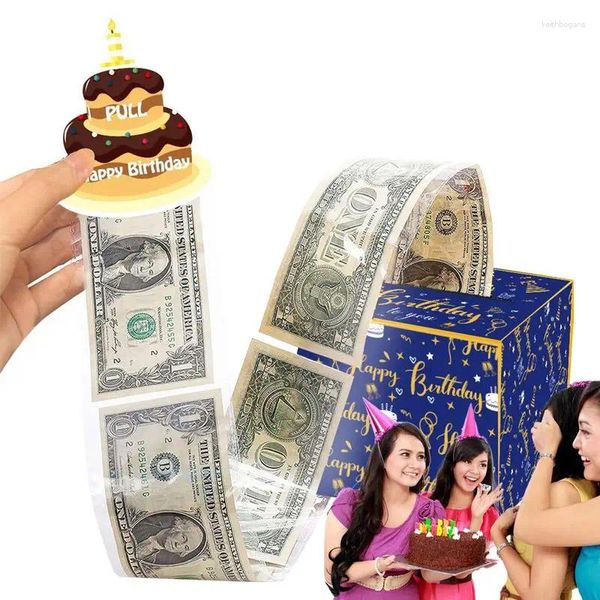 Party Dekoration Geburtstag Bargeld Pull Geschenkbox Geld ziehen schwarze Clip lustige Überraschung Kuchen