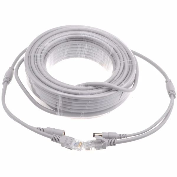 5m/10m/15m/20m/30m Ethernet-Kabel CAT5/CAT-5E RJ45 + DC-Stromgrau-Kabel für IP-Netzwerkkamera NVR CCTV-System