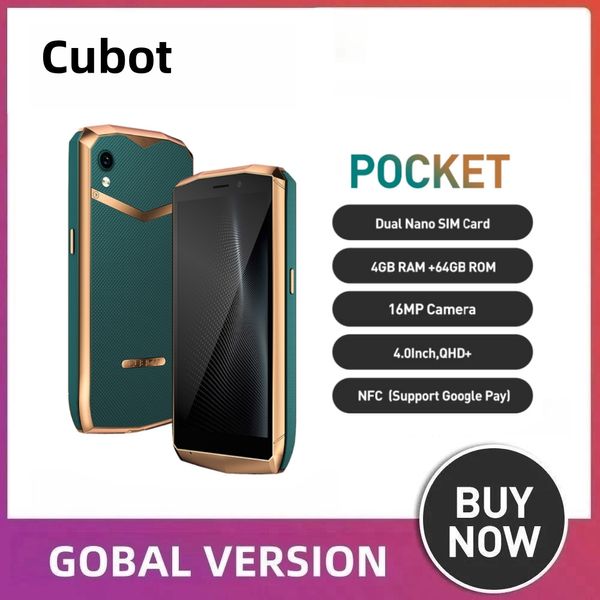 Smartphone de bolso Cubot Android 11Dual SIM 4GB 64 GB 4 polegadas de tela pequena Câmera celular 16MP NFC Quad Core Mobile Phone