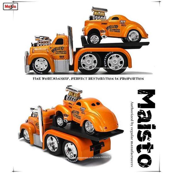 Modello Diecast Cars Maisto 1 64 Nuovo Chevrolet Ford Transport Transport Combination Truck Static Auto in lega statica Modello di giocattoli per bambini Serie S545210