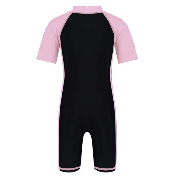 Rash Guard Badeanzug für Kinder Jungen Mädchen Schwimmen Badeanzug einteilige Kurzärmel Reißverschluss Shorty Schwimmanzug Badeanzug Badebekleidung