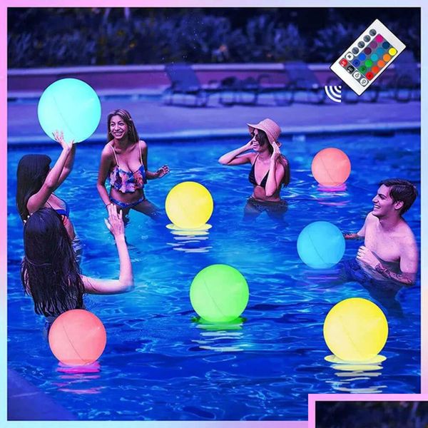 Outros eventos suprimentos de festa Ball 40cm Colorfl Floating Decoration Remote Remote LED LED LED BOLAS DE PRAIA EM TOYS DHAZV