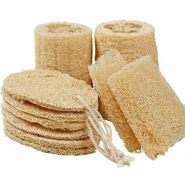 100% Loofah natural esfoliante esponja de esponja lavadora de bucha para cuidados com a pele do banho no chuveiro de banheiro