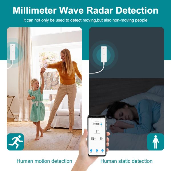 ZigBee mmwave radar sensor humano Tuya Sensor de luz de distância do detector de presença inteligente para automação doméstica inteligente