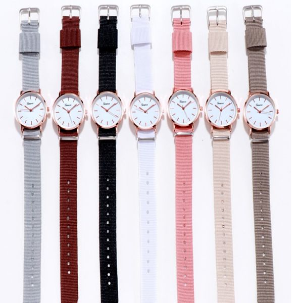 7 orologi in quarzo a cintura in nylon in stile orologio da donna semplice orologi da donna all'ingrosso 2419