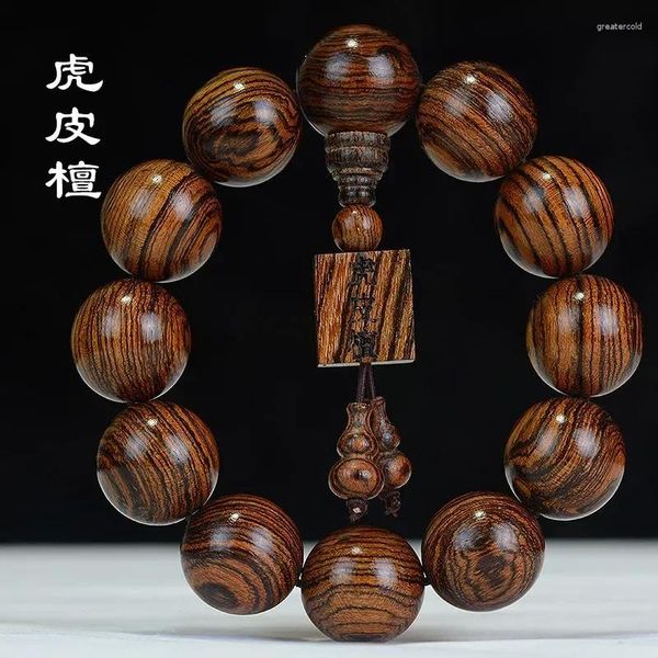 Strand Tiger Skin Sandalwood Bels Hand String Bracelet Artefato de madeira Ornamentos literários de ágarwood de estilo chinês buda buda atacado