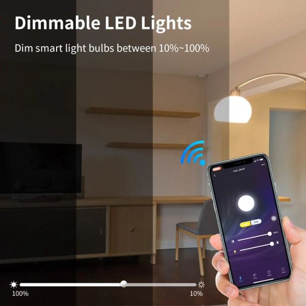 Wi -Fi Smart Bulb Alexa светодиодная лампа E27 Dohome Siri Voice Control RGB Лампочки 110 В 220 В лампы для Google Home Assistant