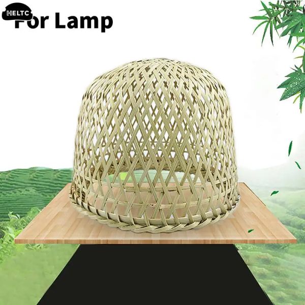 Lamp Shade Tampa de luz Light Rattan Lampshade Teto pingente de vime Bamboo Torda de lustres de bulbo Tabelas de piso da gaiola da gaiola