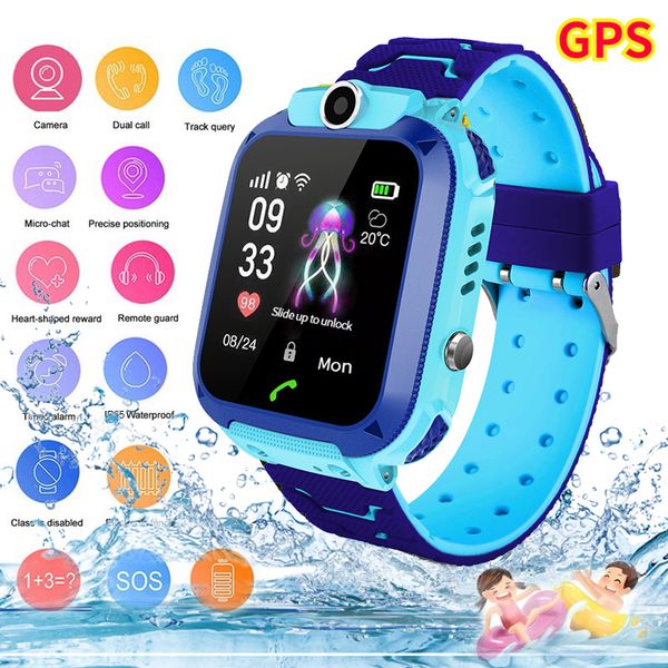 Bambini SIM SIM Smartwatch anti-Lost Boys and Girls Smart Watch Posizionamento impermeabile Chiamata GPS Tracker Chiamata per bambini