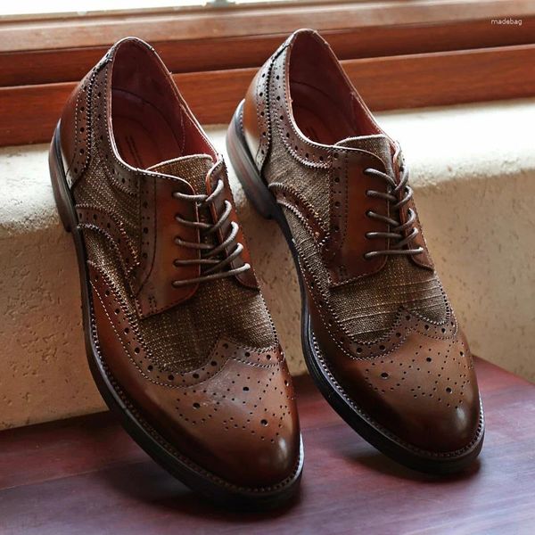 Lässige Schuhe US 6 -10 reife Männer Britisch geschnitztes Brogue Formal Dress Geschäftsmann Echtes Leder Schnürung Oxfords