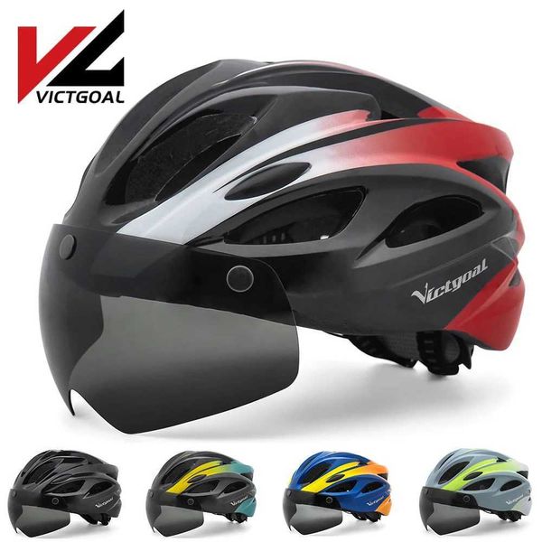 Caschi ciclistici Vicgoal Adulti con occhiali guidati dietro uomini leggeri con muscoli in bicicletta MTB MTB E-Bicycle Scotter Head M/L Q240524