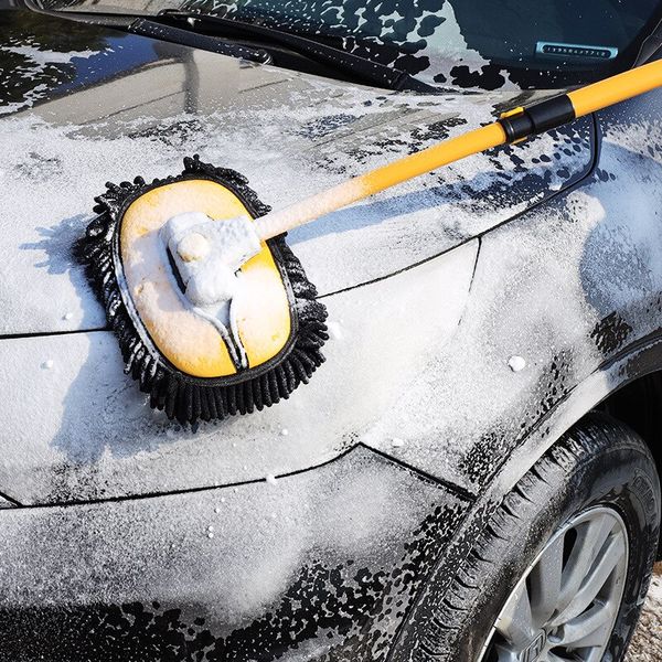 Lavagem de carro limpeza de limpeza pincel de lavagem de carro telescópico maçaneta longa mop haste curva