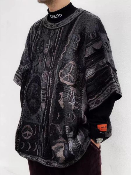 Kapital Vintage Японский ретро -национальный стиль в трикотажном свитере жилете мужчины. Проводчик против войны Мир Свободный Даос -халат с короткими рукавами