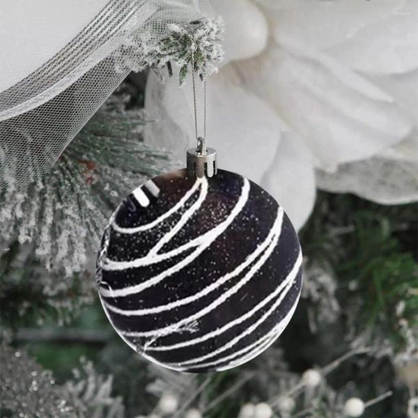 Weihnachtsdekoration Branch Länderendekorbällchen handbemaltfestes Ornament für Home Tree White Black Striped Familie