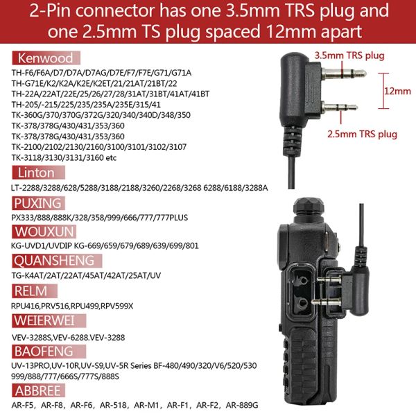 Nuovo auricolare 2/5/10 PC per Baofeng UV-5R UV-10R UV-S9 Plus AR-869 Mic Walkie Talkie CB Accessori radio a due vie