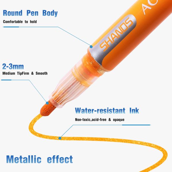 12 цветных металлических блеска маркеры, глительные ручки, ручки с блестками.