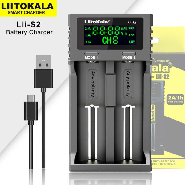 Liitokala lii-s2 lii-s4 lii-c2 lii-500 LCD 3,7 V 1,2 V 18650 18350 18500 14500 26650 AA Nimh wiederaufladbarer Lithium-Batterie-Ladegerät