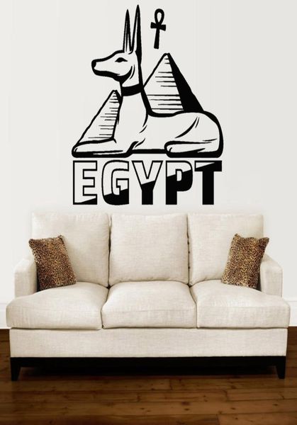 Adesivos de parede da pirâmide para o quarto de crianças egypt Deus anubis antigo decalque egípcio de vinil para a sala de leitura auto -fossa7531449