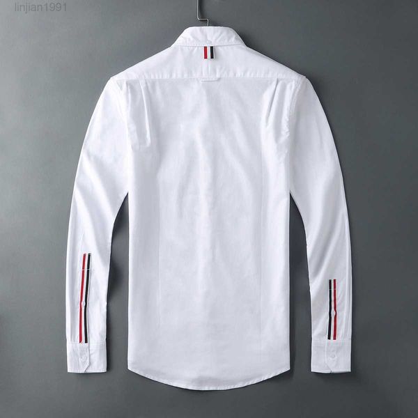 Tbmen White Shirt Casual Long Sleeve Cotton Oxford Korean Bluse Formal High