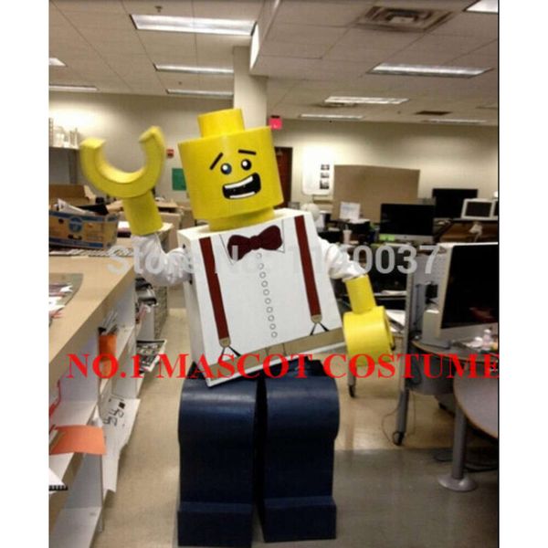 Block Bricks Man Maskottchen Custom Cartoon Charakter Carnival Kostüm mit Kostümkleid Themen Großhandel Kits Maskottchen Kostüme