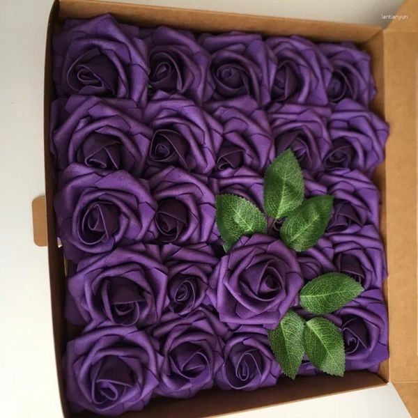 Flores decorativas de papel flor Flor Silk Baby Breath Tingle Gift Box com Rosas de espuma pe