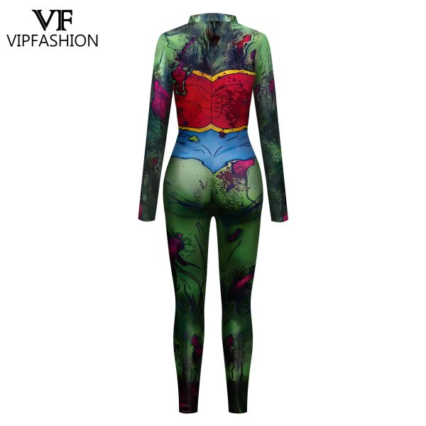 VIP Fashion Woman Superhero Cosplay Costume Front Zipper Film Zentai Bodysuits Thumb Design Gesti